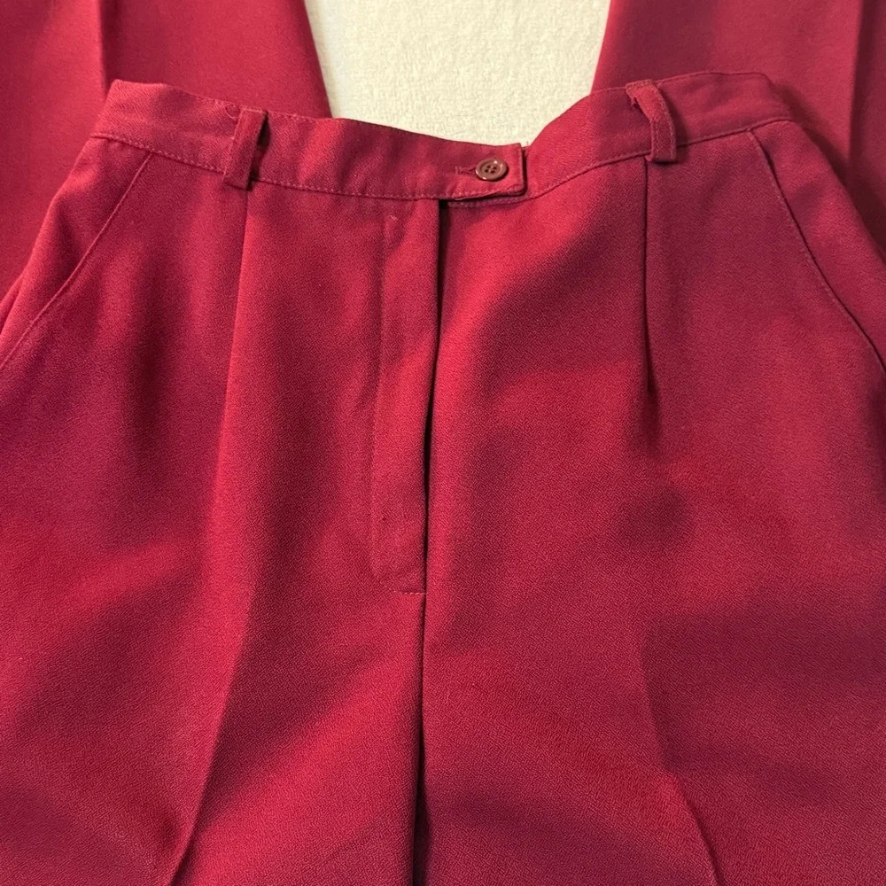 Napa‎ Studio Women's Lined Straight Leg Pants, Side Pockets, Maroon, Size 10